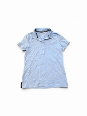 TALBOTS Short Sleeve Polo Shirt LIGHT BLUE Small Summer Golf Stretch Lightweight